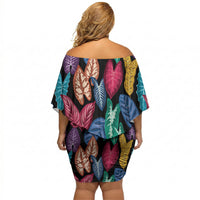 Hawaii Colorful Tropical Leaves Off Shoulder Short Dress LT01 - Polynesian Pride