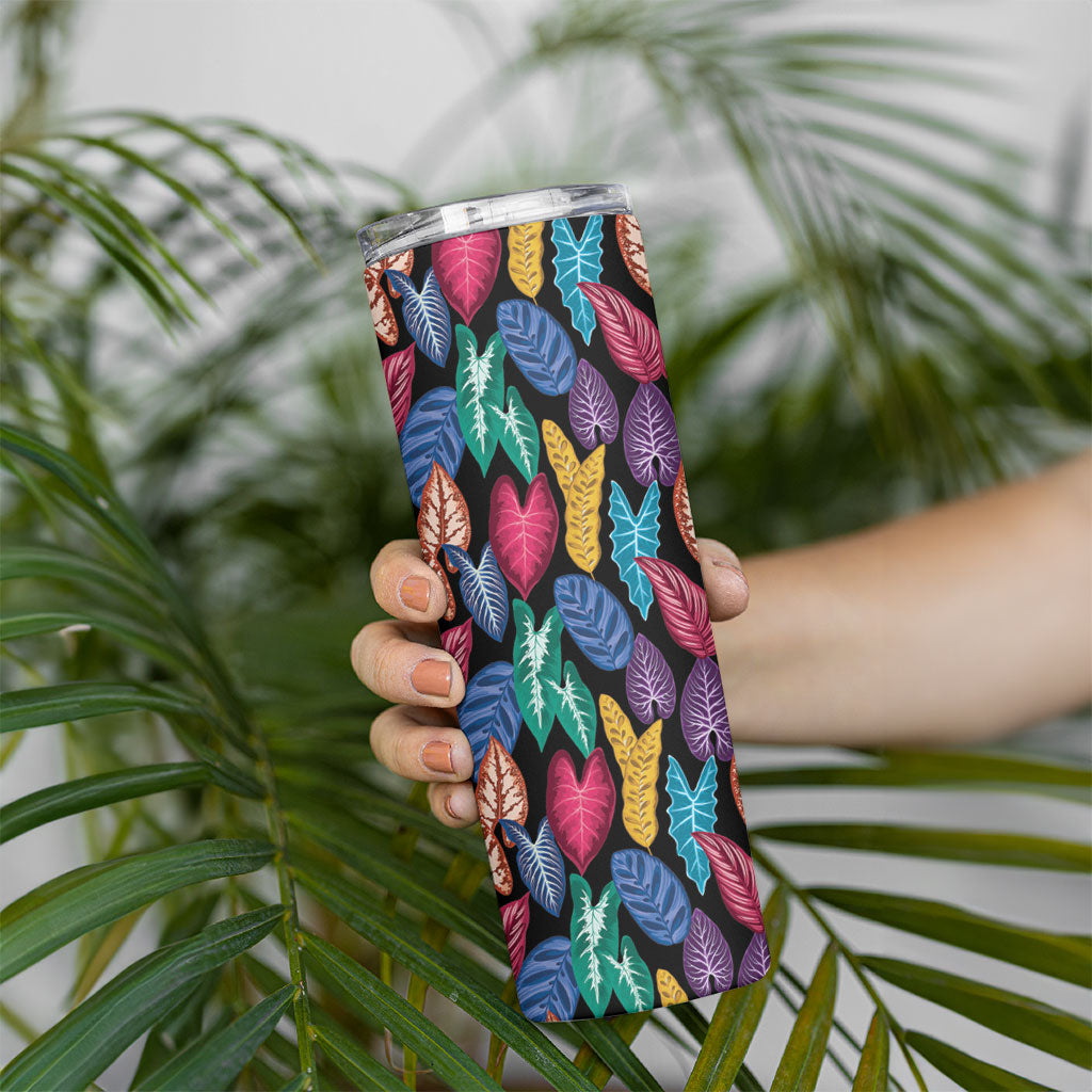Hawaii Colorful Tropical Leaves Skinny Tumbler LT01 - Polynesian Pride
