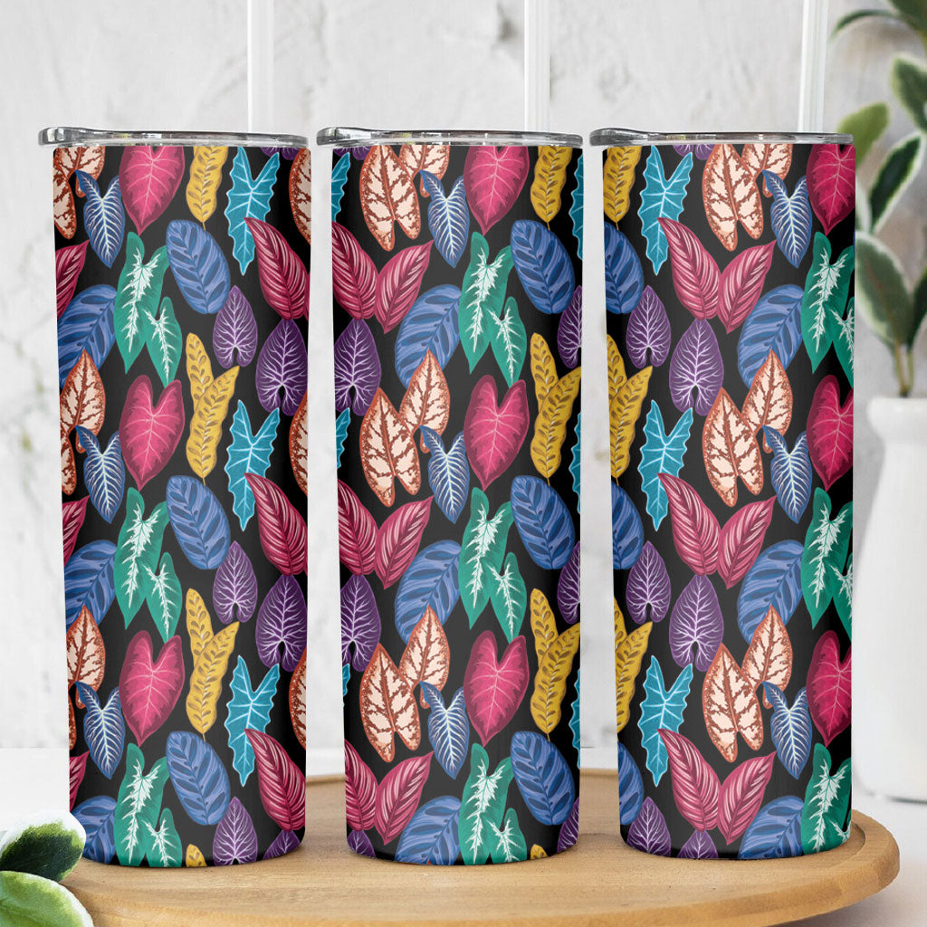 Hawaii Colorful Tropical Leaves Skinny Tumbler LT01 - Polynesian Pride
