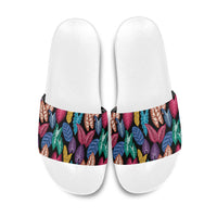 Hawaii Colorful Tropical Leaves Slide Sandals LT01 Black - Polynesian Pride