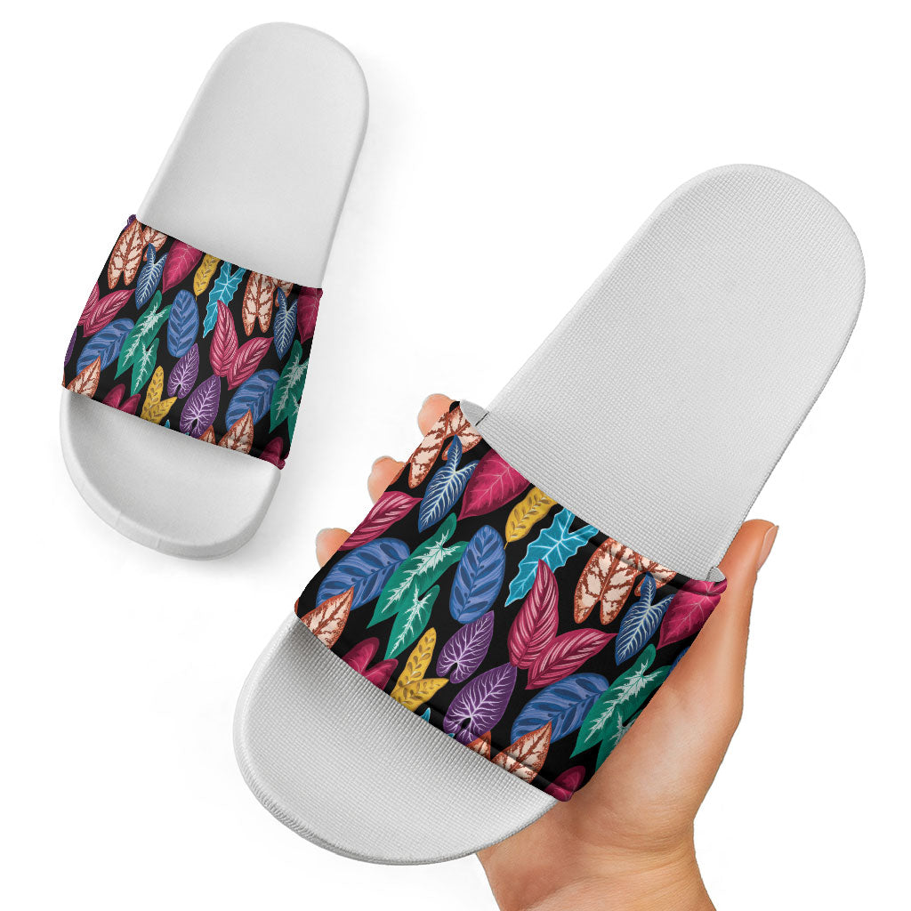 Hawaii Colorful Tropical Leaves Slide Sandals LT01 - Polynesian Pride
