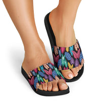 Hawaii Colorful Tropical Leaves Slide Sandals LT01 - Polynesian Pride