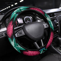Hawaii Colorful Tropical Leaves Steering Wheel Cover LT01 Universal Fit Black - Polynesian Pride