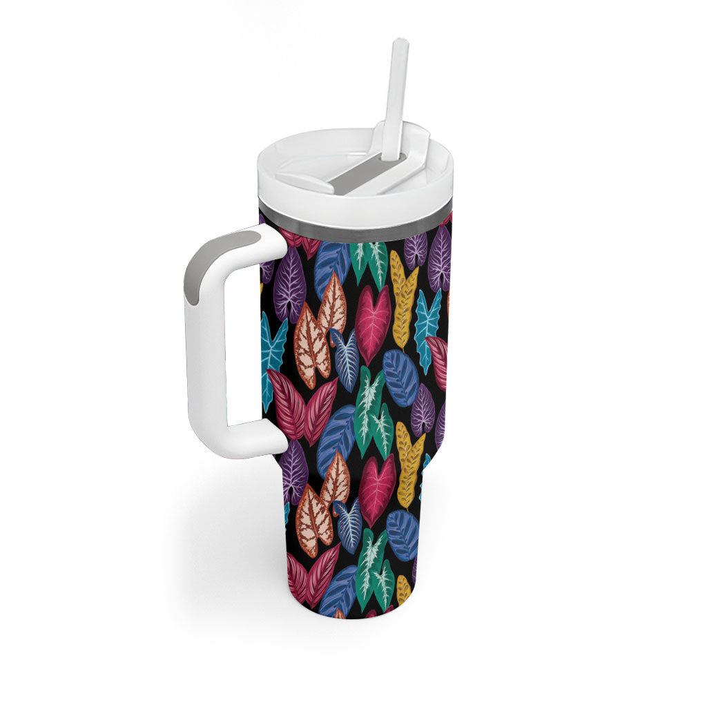 Hawaii Colorful Tropical Leaves Tumbler With Handle LT01 - Polynesian Pride