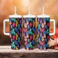 Hawaii Colorful Tropical Leaves Tumbler With Handle LT01 - Polynesian Pride