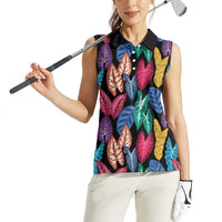 Hawaii Colorful Tropical Leaves Women Sleeveless Polo Shirt LT01 - Polynesian Pride