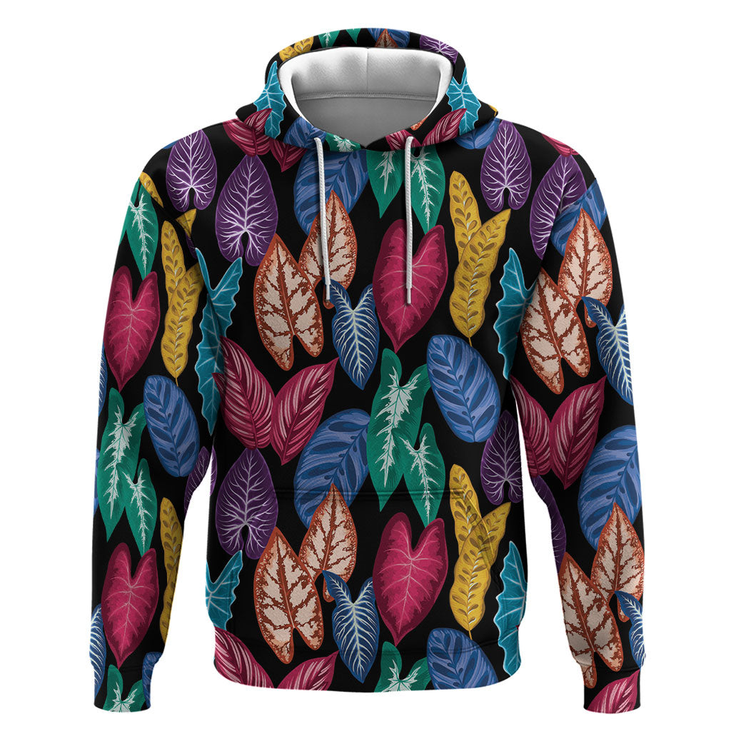 Hawaii Colorful Tropical Leaves Zip Hoodie LT01 Pullover Hoodie Black - Polynesian Pride