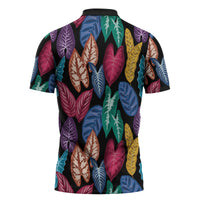 Hawaii Colorful Tropical Leaves Zipper Polo Shirt LT01 - Polynesian Pride