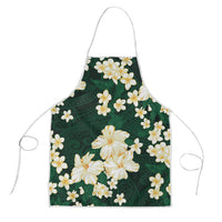 Hawaii Hibiscus Plumeria Green Apron Polynesian Pattern