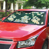Hawaii Hibiscus Plumeria Green Auto Sun Shade Polynesian Pattern