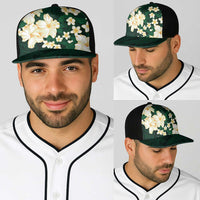Hawaii Hibiscus Plumeria Green Baseball Net Cap Polynesian Pattern