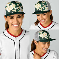 Hawaii Hibiscus Plumeria Green Baseball Net Cap Polynesian Pattern