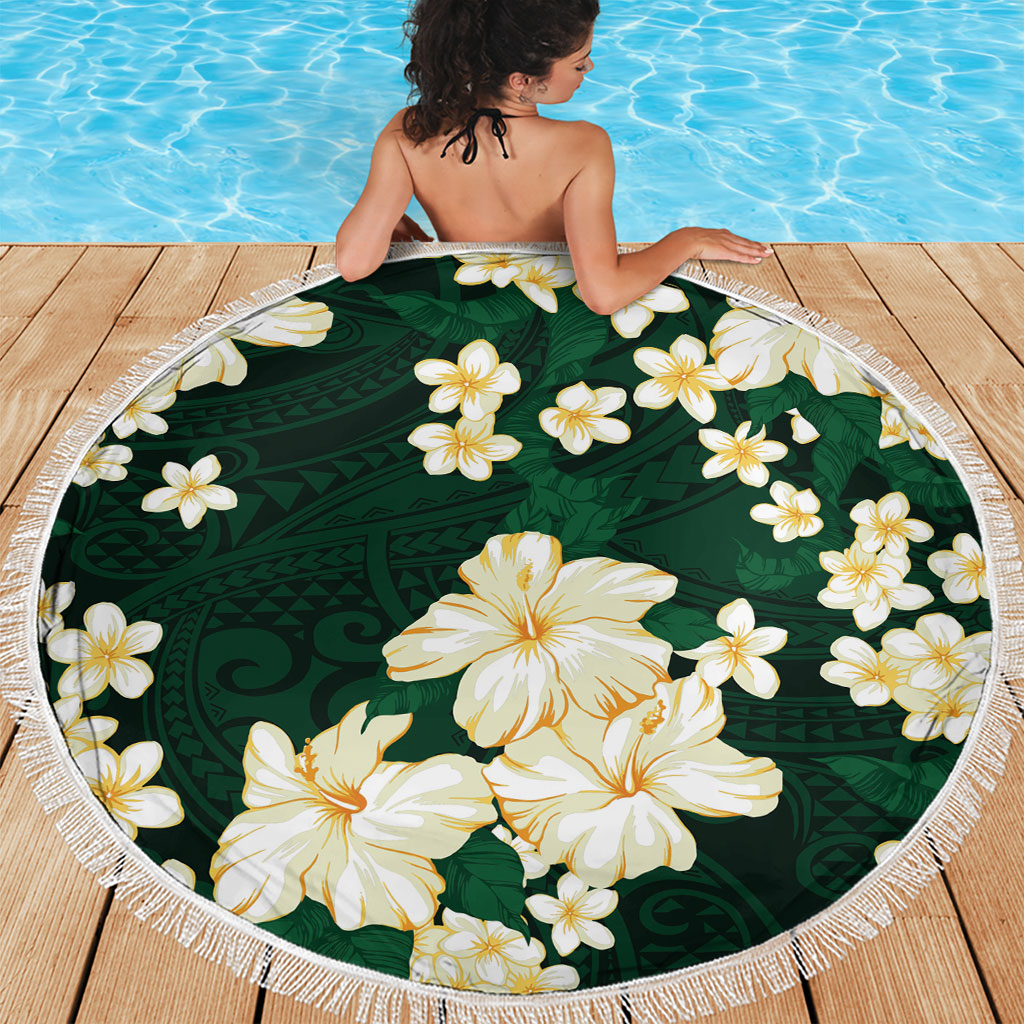 Hawaii Hibiscus Plumeria Green Beach Blanket Polynesian Pattern LT01 - Polynesian Pride