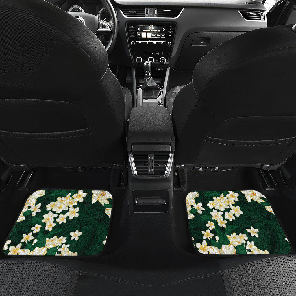 Hawaii Hibiscus Plumeria Green Car Mats Polynesian Pattern