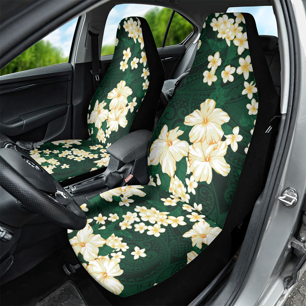 Hawaii Hibiscus Plumeria Green Car Seat Cover Polynesian Pattern