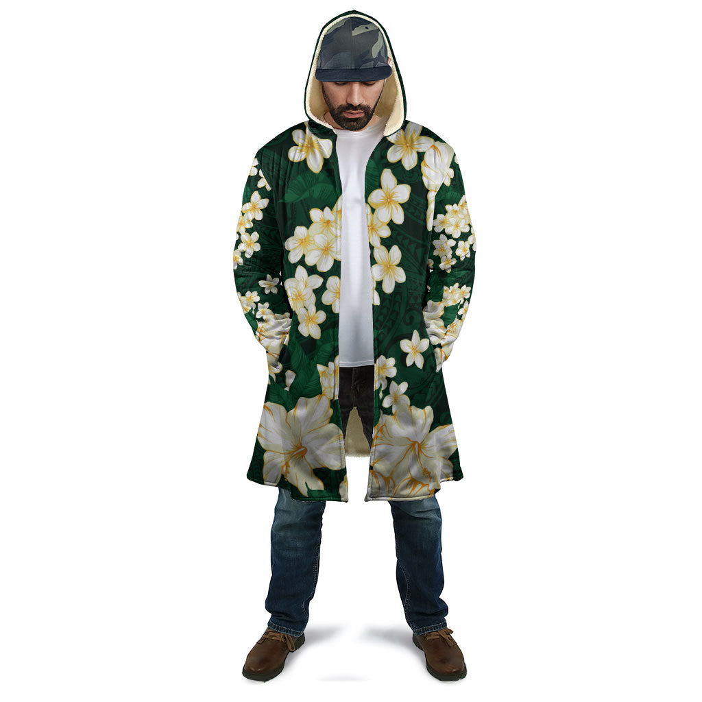 Hawaii Hibiscus Plumeria Green Cloak Polynesian Pattern LT01 - Polynesian Pride