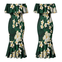 Hawaii Hibiscus Plumeria Green Couples Matching Mermaid Dress and Hawaiian Shirt Polynesian Pattern LT01 - Polynesian Pride