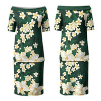 Hawaii Hibiscus Plumeria Green Couples Matching Puletasi and Hawaiian Shirt Polynesian Pattern