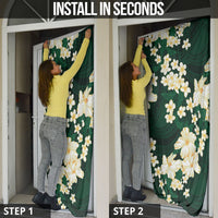 Hawaii Hibiscus Plumeria Green Door Cover Polynesian Pattern