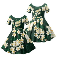Hawaii Hibiscus Plumeria Green Family Matching Puletasi and Hawaiian Shirt Polynesian Pattern LT01 Daughter's Dress Green - Polynesian Pride