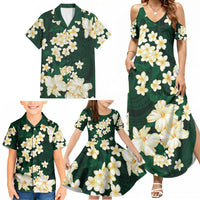 Hawaii Hibiscus Plumeria Green Family Matching Summer Maxi Dress and Hawaiian Shirt Polynesian Pattern LT01 - Polynesian Pride
