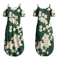 Hawaii Hibiscus Plumeria Green Family Matching Summer Maxi Dress and Hawaiian Shirt Polynesian Pattern LT01 Mom's Dress Green - Polynesian Pride