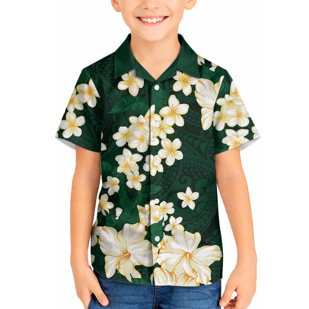 Hawaii Hibiscus Plumeria Green Hawaiian Shirt Polynesian Pattern LT01 - Polynesian Pride