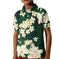 Hawaii Hibiscus Plumeria Green Kid Polo Shirt Polynesian Pattern LT01 Kid Green - Polynesian Pride