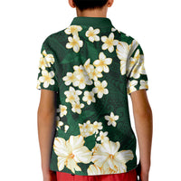 Hawaii Hibiscus Plumeria Green Kid Polo Shirt Polynesian Pattern LT01 - Polynesian Pride