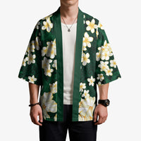Hawaii Hibiscus Plumeria Green Kimono Polynesian Pattern