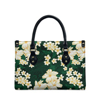 Hawaii Hibiscus Plumeria Green Leather Bag Polynesian Pattern