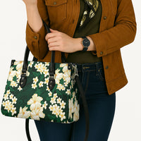 Hawaii Hibiscus Plumeria Green Leather Bag Polynesian Pattern