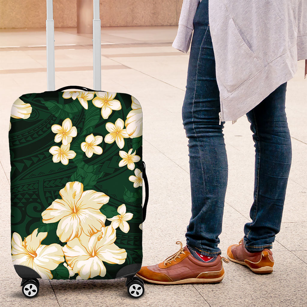 Hawaii Hibiscus Plumeria Green Luggage Cover Polynesian Pattern LT01 Green - Polynesian Pride