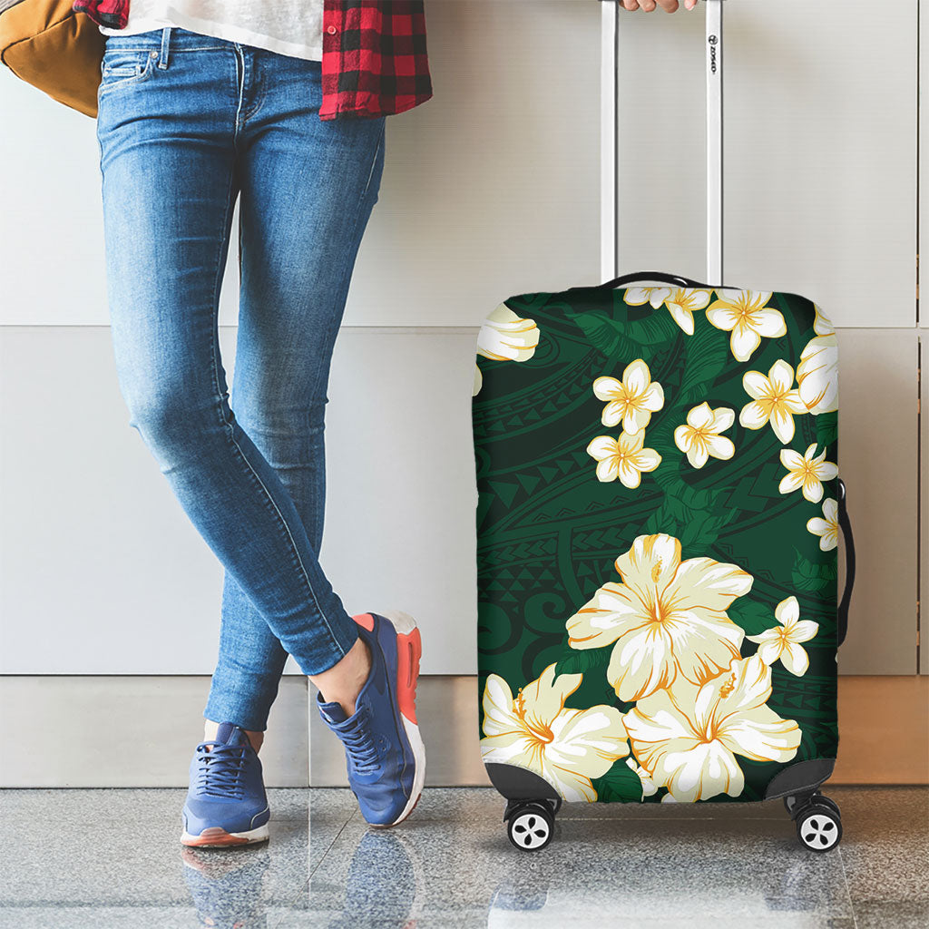 Hawaii Hibiscus Plumeria Green Luggage Cover Polynesian Pattern LT01 - Polynesian Pride