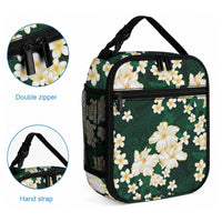 Hawaii Hibiscus Plumeria Green Lunch Bag Polynesian Pattern