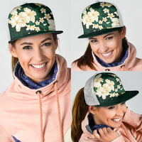 Hawaii Hibiscus Plumeria Green Mesh Trucker Cap Polynesian Pattern