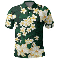 Hawaii Hibiscus Plumeria Green Polo Shirt Polynesian Pattern LT01 Green - Polynesian Pride