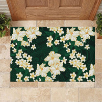 Hawaii Hibiscus Plumeria Green Rubber Doormat Polynesian Pattern LT01 Green - Polynesian Pride