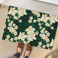 Hawaii Hibiscus Plumeria Green Rubber Doormat Polynesian Pattern LT01 - Polynesian Pride