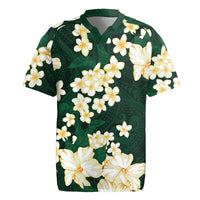Hawaii Hibiscus Plumeria Green Rugby Jersey Polynesian Pattern LT01 Green - Polynesian Pride
