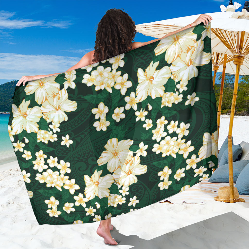 Hawaii Hibiscus Plumeria Green Sarong Polynesian Pattern LT01 One Size 44 x 66 inches Green - Polynesian Pride