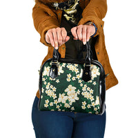 Hawaii Hibiscus Plumeria Green Shoulder Handbag Polynesian Pattern