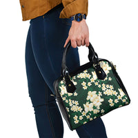 Hawaii Hibiscus Plumeria Green Shoulder Handbag Polynesian Pattern