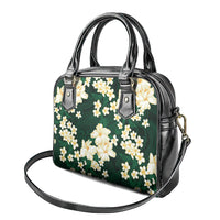 Hawaii Hibiscus Plumeria Green Shoulder Handbag Polynesian Pattern
