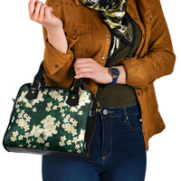 Hawaii Hibiscus Plumeria Green Shoulder Handbag Polynesian Pattern