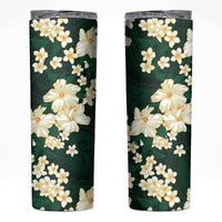 Hawaii Hibiscus Plumeria Green Skinny Tumbler Polynesian Pattern