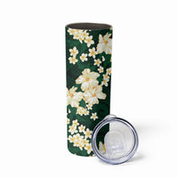 Hawaii Hibiscus Plumeria Green Skinny Tumbler Polynesian Pattern