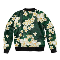 Hawaii Hibiscus Plumeria Green Sleeve Zip Bomber Jacket Polynesian Pattern LT01 - Polynesian Pride