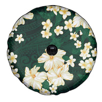 Hawaii Hibiscus Plumeria Green Spare Tire Cover Polynesian Pattern