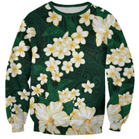 Hawaii Hibiscus Plumeria Green Sweatshirt Polynesian Pattern LT01 Unisex Green - Polynesian Pride